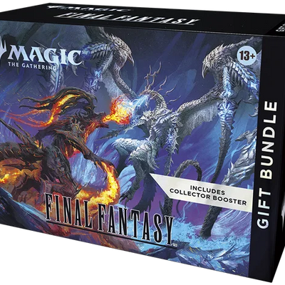 Gift bundle packaging for 'Magic: The Gathering' featuring dragons on a dark background.